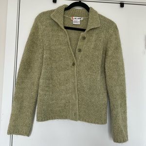 Y2K Green Mohair-Blend Cardigan Sweater